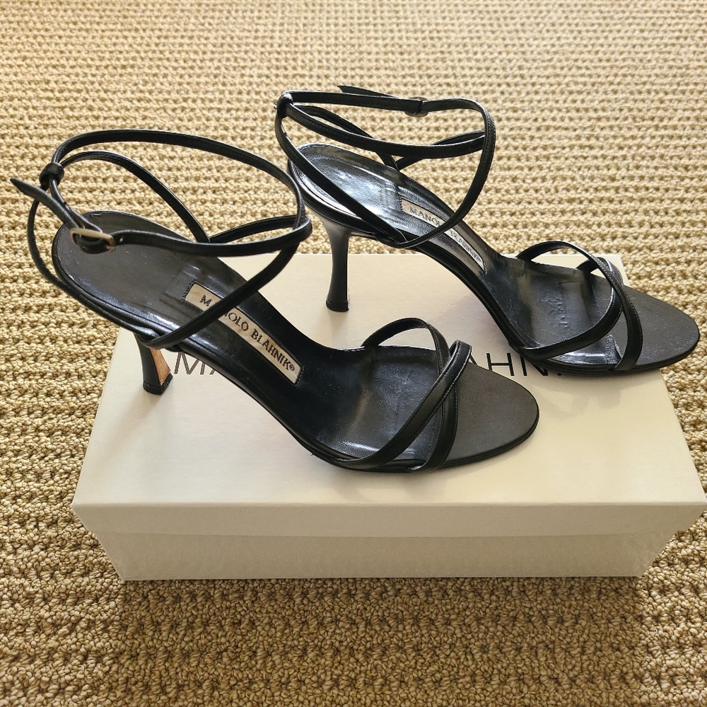 Manolo Blahnik black stiletto heels, size 37